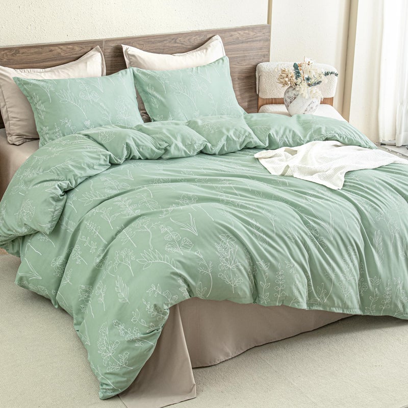 Litanika Litanika Queen Comforter Set Sage Green 3 Pieces Floral Lightweight Bedding Comforter Sets Gift Choice Cute Flowers Botanical Soft Blanket 1 Comforter 2 Pillowcases 