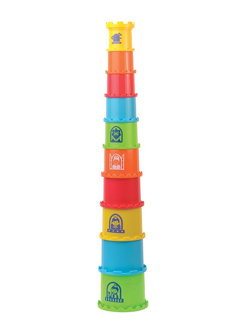 Little Learners Castle Stacking Cups - Stack And Sort Colors, Sizes, Numbers, 22 Inches Tall, 11-Piece Set