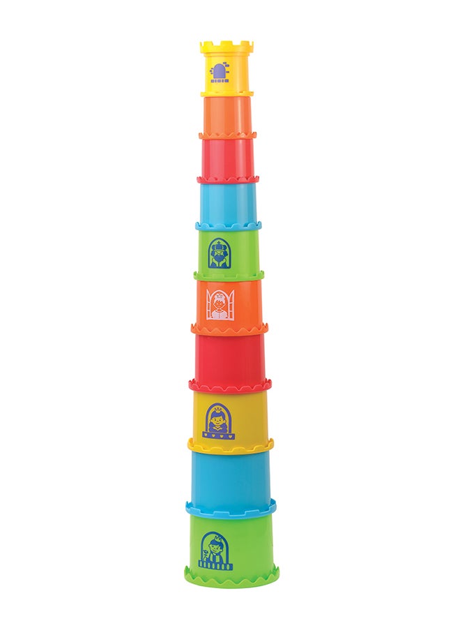 Little Learners Castle Stacking Cups - Stack And Sort Colors, Sizes, Numbers, 22 Inches Tall, 11-Piece Set
