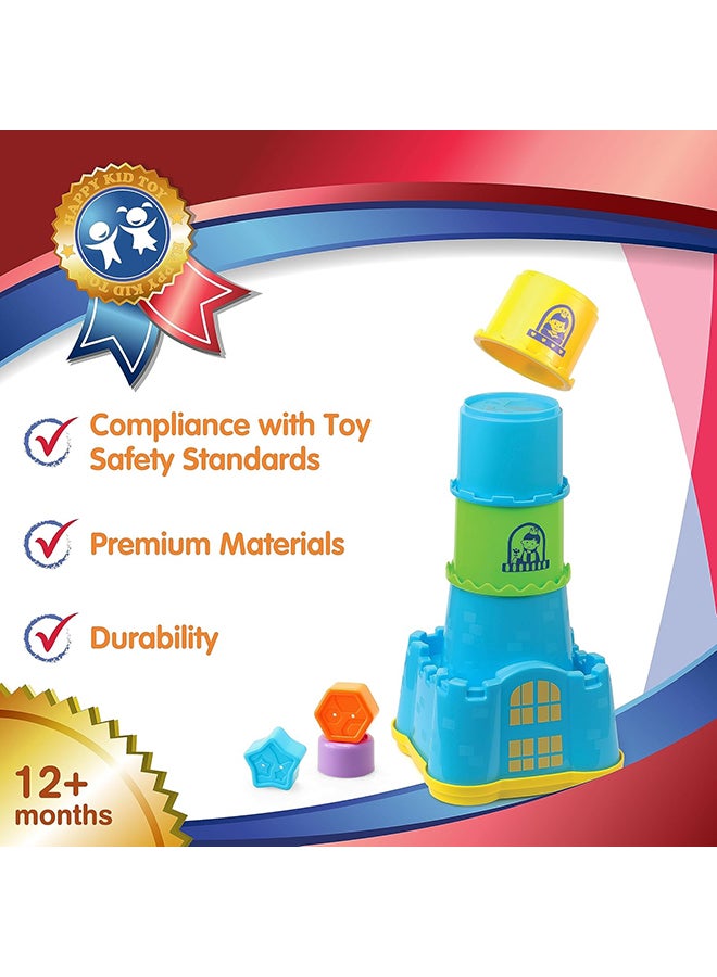 Little Learners Castle Stacking Cups - Stack And Sort Colors, Sizes, Numbers, 22 Inches Tall, 11-Piece Set