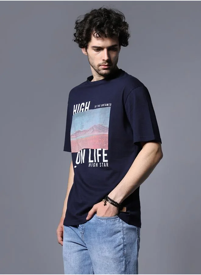 HIGH STAR Graphic Print Short Sleeve Relaxed Fit T-Shirt by Styli
