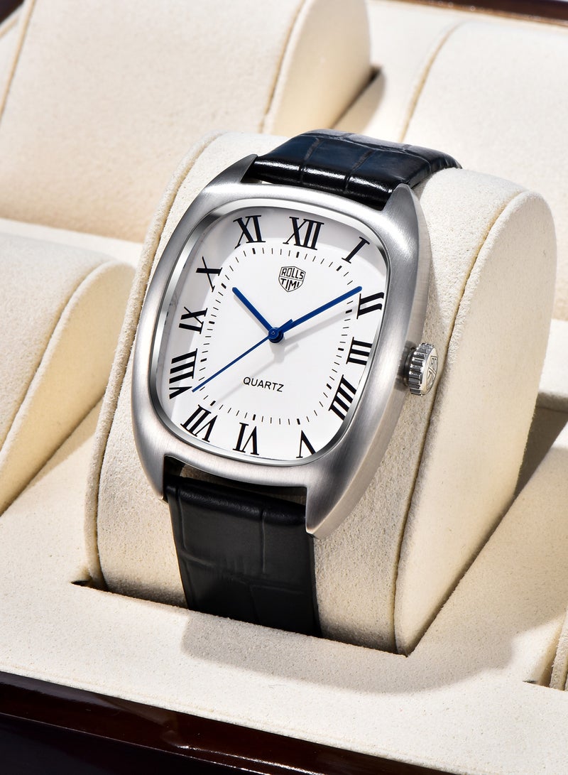 رولستيمي ساعة كوارتز أنيقة للرجال-قرص مميز ، سوار من جلد البولي يوريثان ، مظهر كلاسيكي وعصري ، آر تي 7904 - Image 1