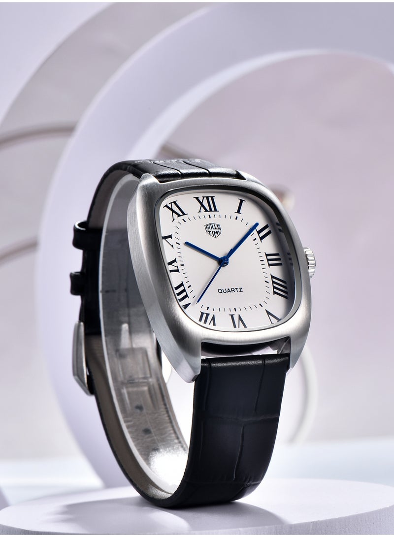 رولستيمي ساعة كوارتز أنيقة للرجال-قرص مميز ، سوار من جلد البولي يوريثان ، مظهر كلاسيكي وعصري ، آر تي 7904 - Image 4