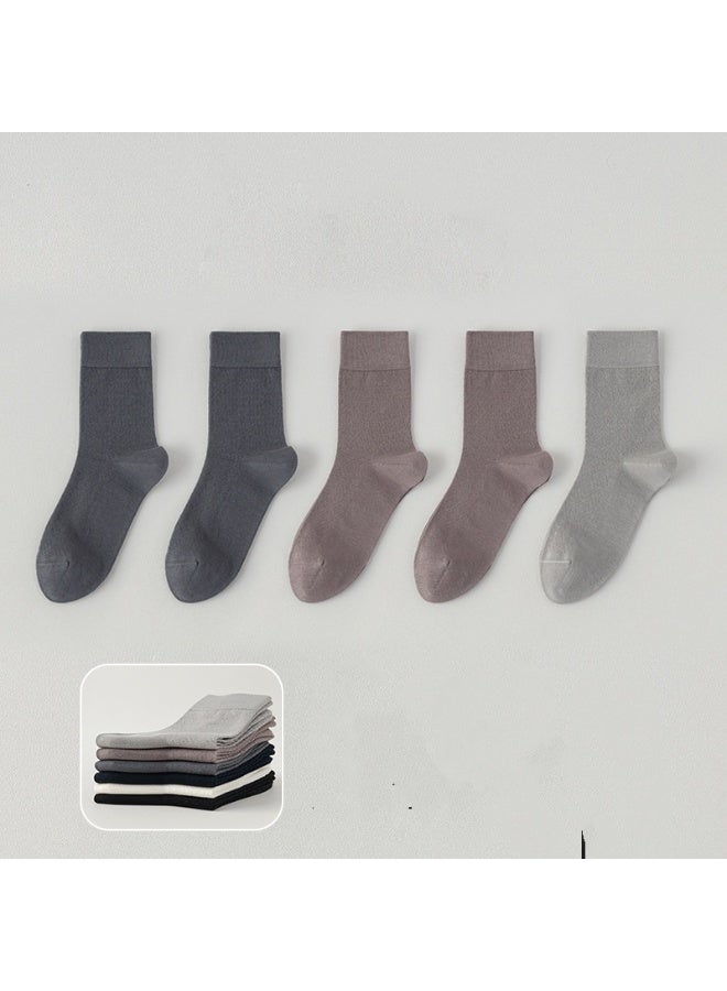 Shougu Summer Thin Men's Business Mid Tube Socks 5 Piece Set 