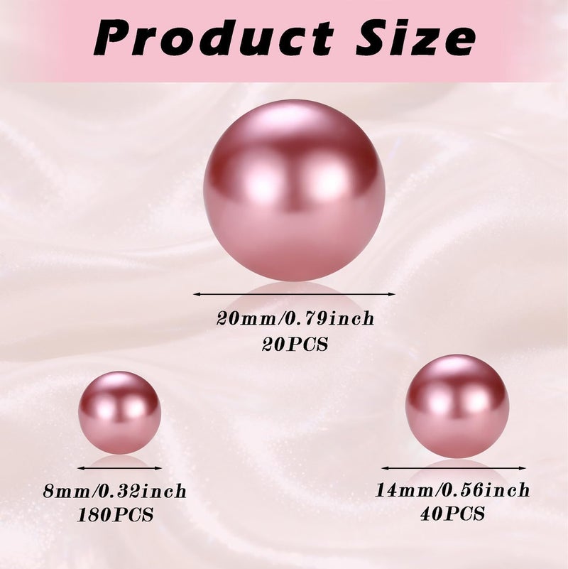 LAIDANLA 240Pcs Rose Gold Vase Filler Pearl Beads 8/14/20 mm Round Beads Centerpieces Vases for Vase Filling Decorations Wedding Centerpieces Party Table Decor - Image 4