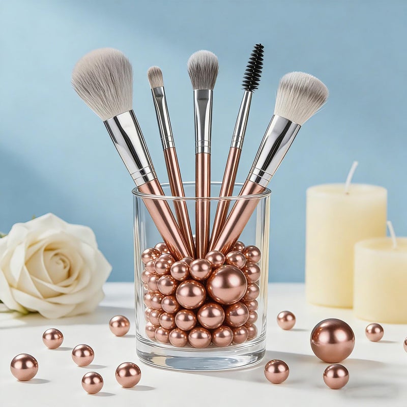 LAIDANLA 240Pcs Rose Gold Vase Filler Pearl Beads 8/14/20 mm Round Beads Centerpieces Vases for Vase Filling Decorations Wedding Centerpieces Party Table Decor - Image 3