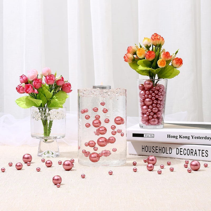 LAIDANLA 240Pcs Rose Gold Vase Filler Pearl Beads 8/14/20 mm Round Beads Centerpieces Vases for Vase Filling Decorations Wedding Centerpieces Party Table Decor - Image 2