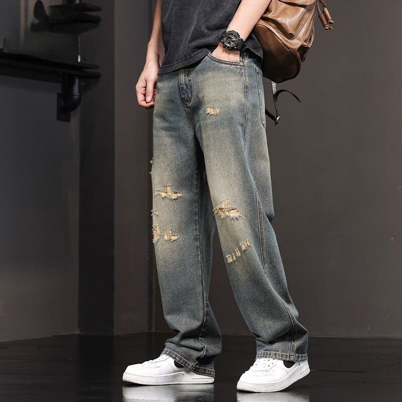 Unisex Classic Denim Jeans Loose Fit Daily Outdoor Wear - Image 1
