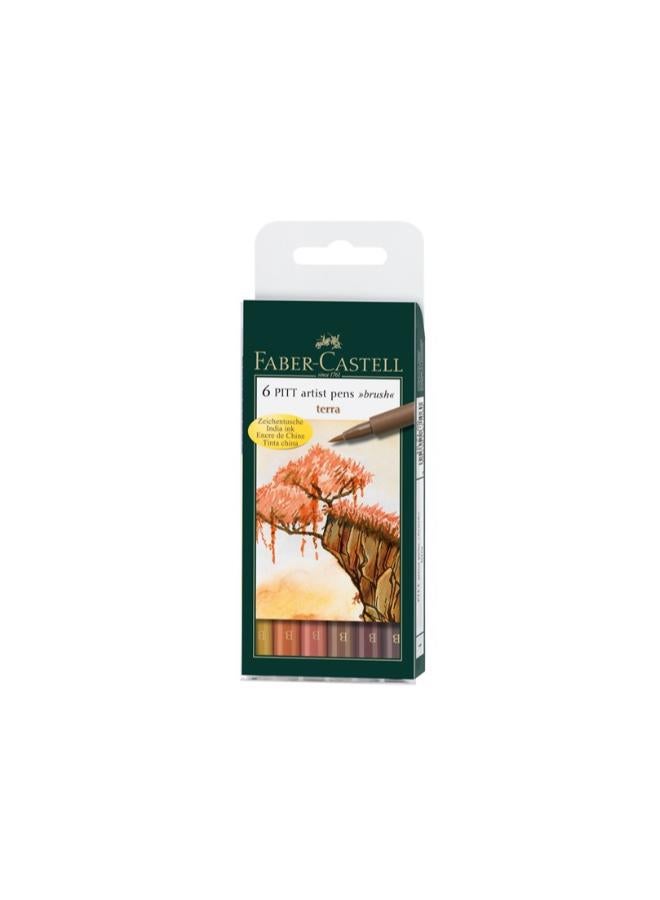 FABER-CASTELL Set Of 6 Pitt Artist Brush Pen Set – Terra Colors  - Image 2