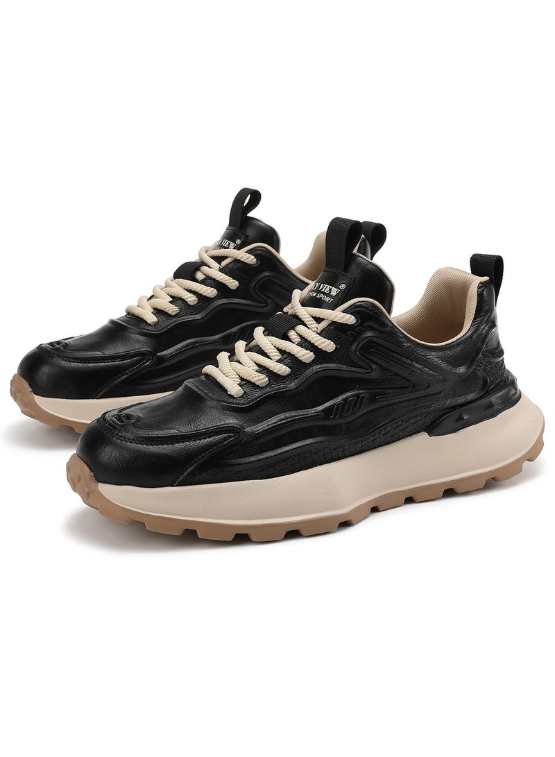 Sky View SKY VIEW Men Fashion Casual Shoes Mid Top Wide Hiking Sneakers Non-Slip Trekking Walking Shoes Running Shoes for Men with Arch Support  - Image 1