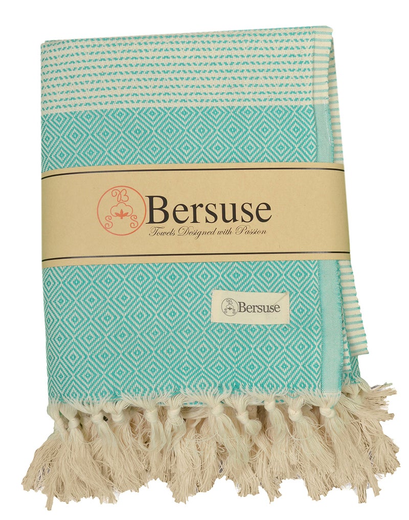 Bersuse 100% Cotton Hierapolis XL Throw Blanket for Couch - 100% Cotton Lightweight Durable Throw Blanket, Big Blanket for Sensitive Skin, Decorative and Versatile - 60x95 Inches, Mint Green - Image 1