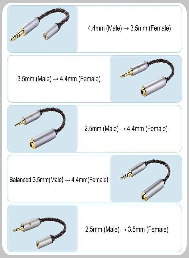 okcsc 4.4MM Male to 3.5MM Female, AC8G OFC Adapter Cable, 5U 24K Gold-Plated Plug, 8 Strand Hand-Braided Cable Rugged & Wear Resistant, for Player/Headphone/Mobile Phone, 2.7 inch - Image 3
