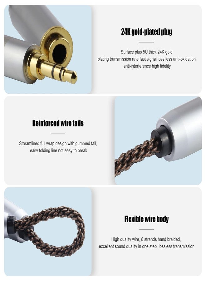 okcsc 4.4MM Male to 3.5MM Female, AC8G OFC Adapter Cable, 5U 24K Gold-Plated Plug, 8 Strand Hand-Braided Cable Rugged & Wear Resistant, for Player/Headphone/Mobile Phone, 2.7 inch - Image 4