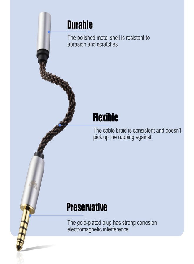okcsc 4.4MM Male to 3.5MM Female, AC8G OFC Adapter Cable, 5U 24K Gold-Plated Plug, 8 Strand Hand-Braided Cable Rugged & Wear Resistant, for Player/Headphone/Mobile Phone, 2.7 inch - Image 5