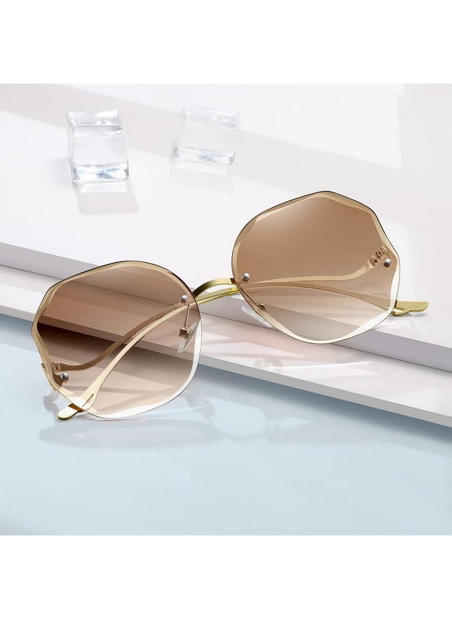 WOWSUN Y2K Sunglasses Rimless Gradient Womens Vintage Sunglasses  - Image 2