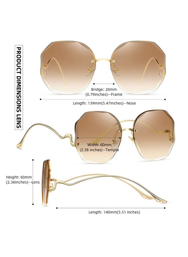 WOWSUN Y2K Sunglasses Rimless Gradient Womens Vintage Sunglasses  - Image 4