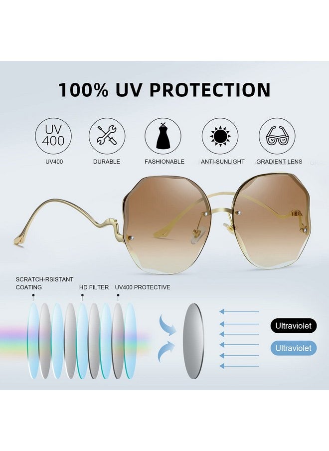 WOWSUN Y2K Sunglasses Rimless Gradient Womens Vintage Sunglasses  - Image 5
