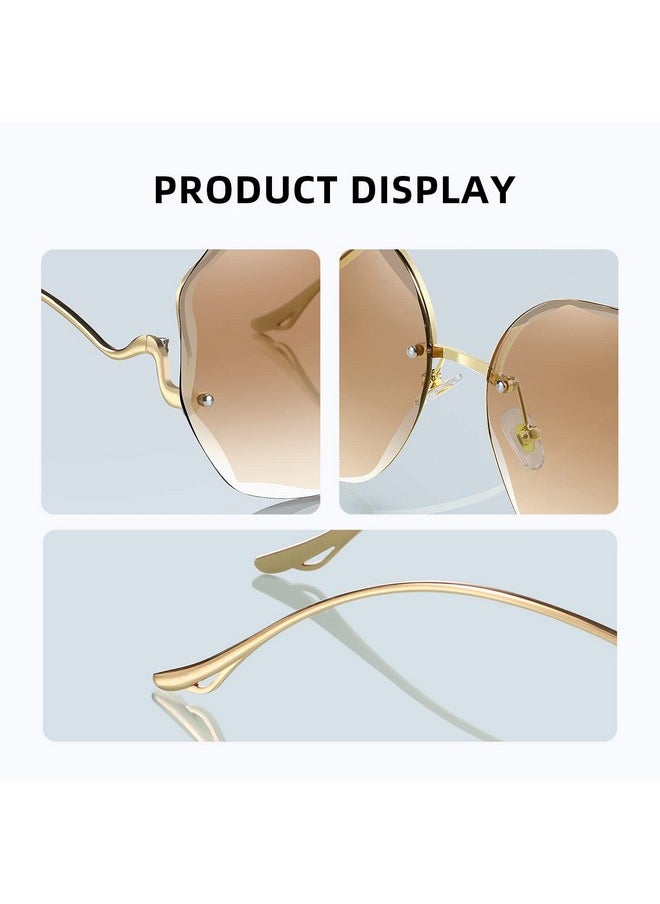 WOWSUN Y2K Sunglasses Rimless Gradient Womens Vintage Sunglasses  - Image 3