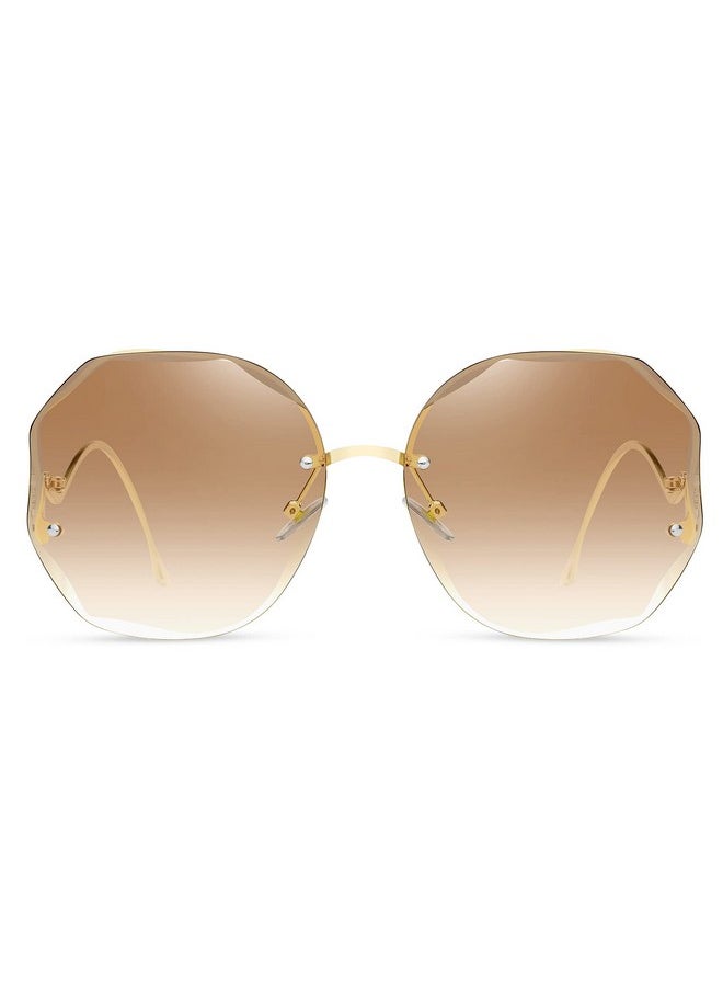 WOWSUN Y2K Sunglasses Rimless Gradient Womens Vintage Sunglasses  - Image 1