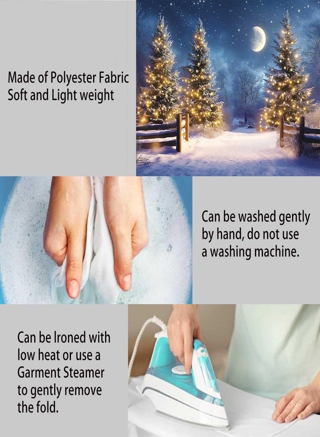 LDWLYW Snowy Winter Scene Backdrop Merry Christmas Party Decorations Banner Large Christmas Night Snow Pine Trees Holiday Party Photography Background Wall Decor Photo Props 5x3ft - Image 5