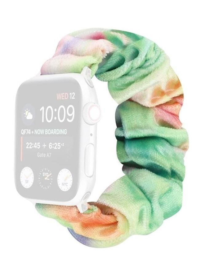 NIBEMINENT Flannel Hair Ring Replacement Strap Watchband For Apple Watch Series 7/6/SE/5/4/3/2/1 45/44/42mm Multicolour - Image 1