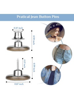 HASTHIP HASTHIP® 10pcs Detachable Buttons for Jeans, No Sew Instant Loose Jean Button Pins Reusable Tightener Replacement Buttons for Clothes Adjustment, Hats Bags Decorations (Copper & Silver Combo)  - Image 2