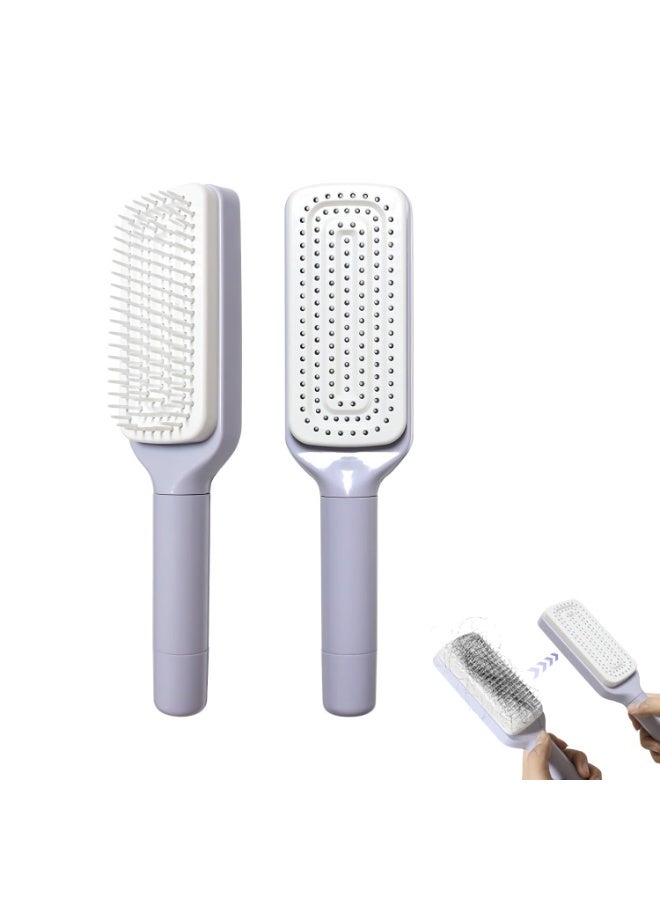 Self Cleaning Hair Brush with Retractable Bristles, Anti-Static Scalp Massage Comb for Thick & Curly Hair, Easy Hair Removal Tool - Image 1