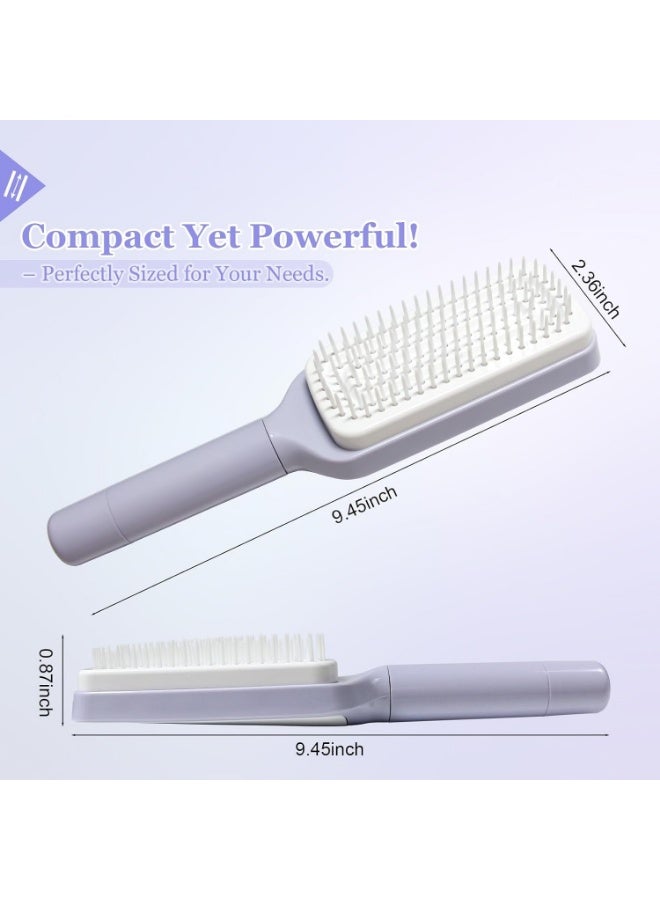 Self Cleaning Hair Brush with Retractable Bristles, Anti-Static Scalp Massage Comb for Thick & Curly Hair, Easy Hair Removal Tool - Image 5