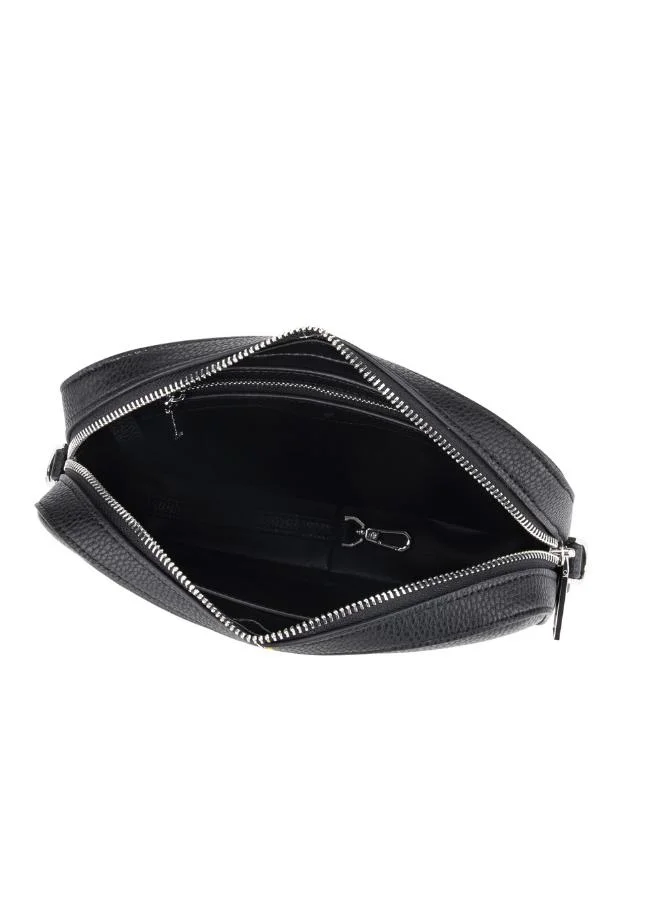 Veganologie Maze Crossbody Bag in Black Made from 1.5 Bamboo Stems (with Silver Hardware)
