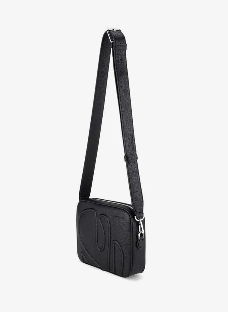 Veganologie  Maze Crossbody Bag in Black Made from 1.5 Bamboo Stems (with Silver Hardware) for Women | Best Price UAE