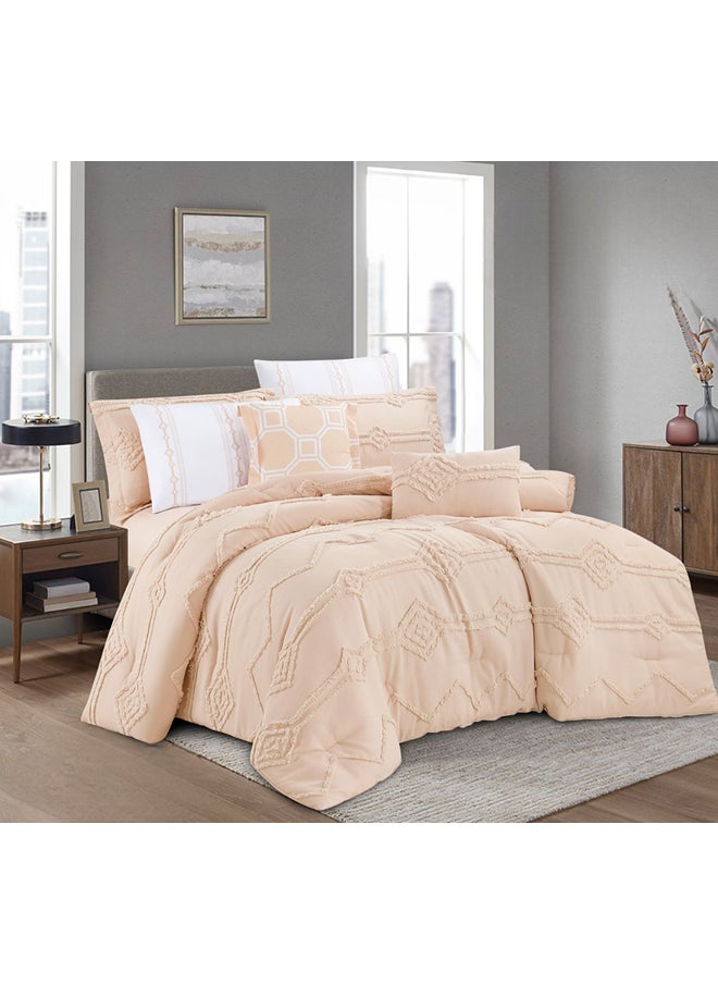 Hours - Comforter Set Made Of Soft Silky Fabric With A Modern Distinctive And Prominent Pattern That Satisfies All Tastes 8 Pieces King Size - Image 1
