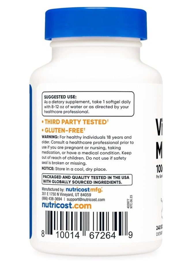 Nutricost Vitamin K2 MK-7 100 mcg, 240 Softgels - Gluten Free and Non-GMO MK7 - Image 2