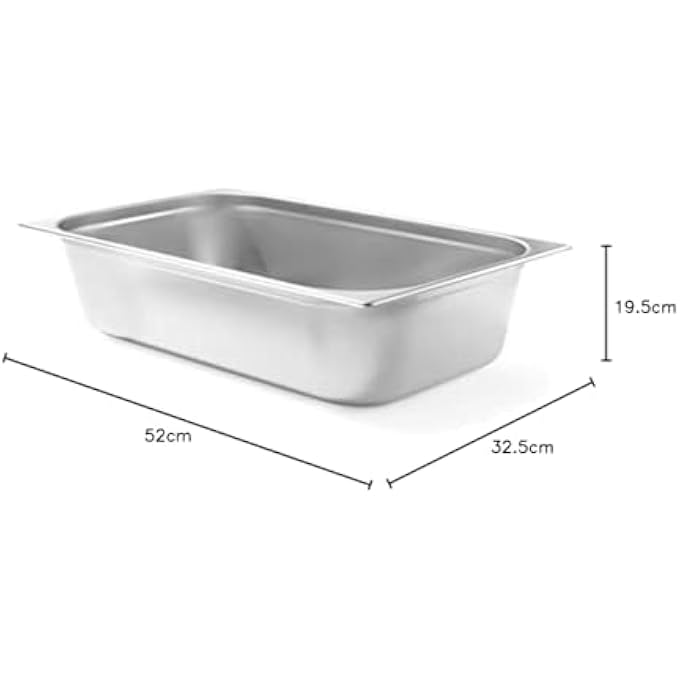 هندي Recipiente Gn 11Contenedor GnBordes RedondeadosResistente A Temperaturas De 40A 300CApto Para HornosCongeladoresCalientaplatosBao Mara28L530X325XH 200MmAcero Inoxable - Image 4