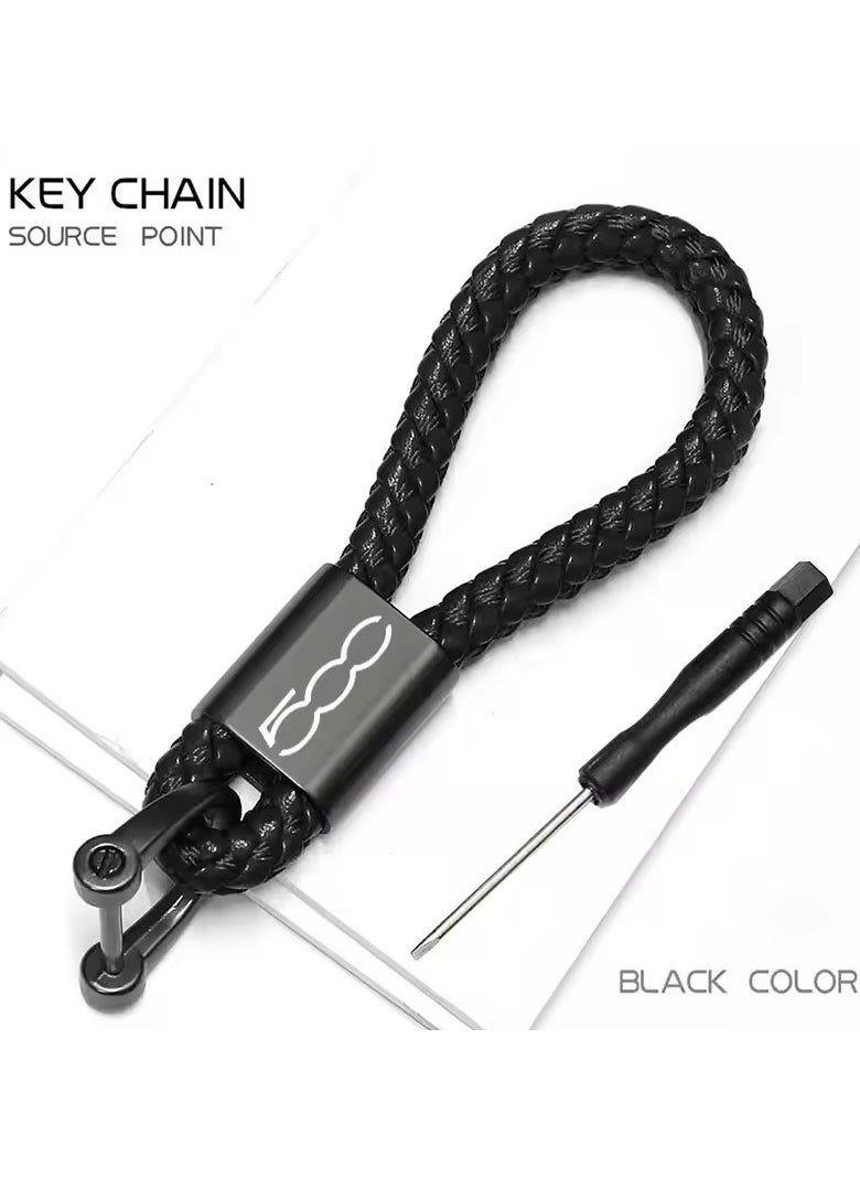 Goolsky Braided Lanyard Key Ring for Fiat, Metal, Custom Logo, Car Accessories, 500C, 500X, 500L, 500L, Abarth, High Quality  - Image 1