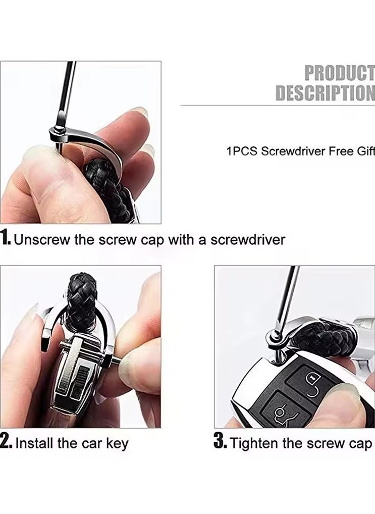 Goolsky Braided Lanyard Key Ring for Fiat, Metal, Custom Logo, Car Accessories, 500C, 500X, 500L, 500L, Abarth, High Quality  - Image 2
