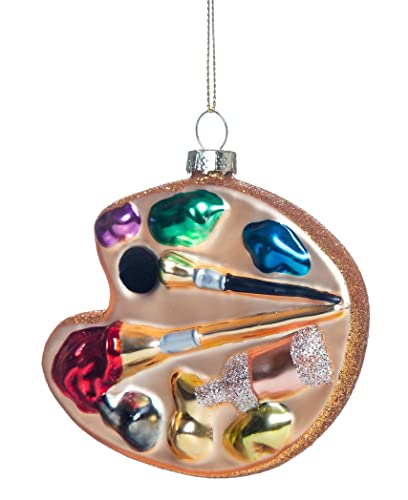 HENGSINGMA 2 Pack Hand Blown Glass Palette Artist Ornament for Christmas Tree Decorations, Hand Painted Glass Palette Art Ornament for Artist, Art Teacher and Painter - Image 3