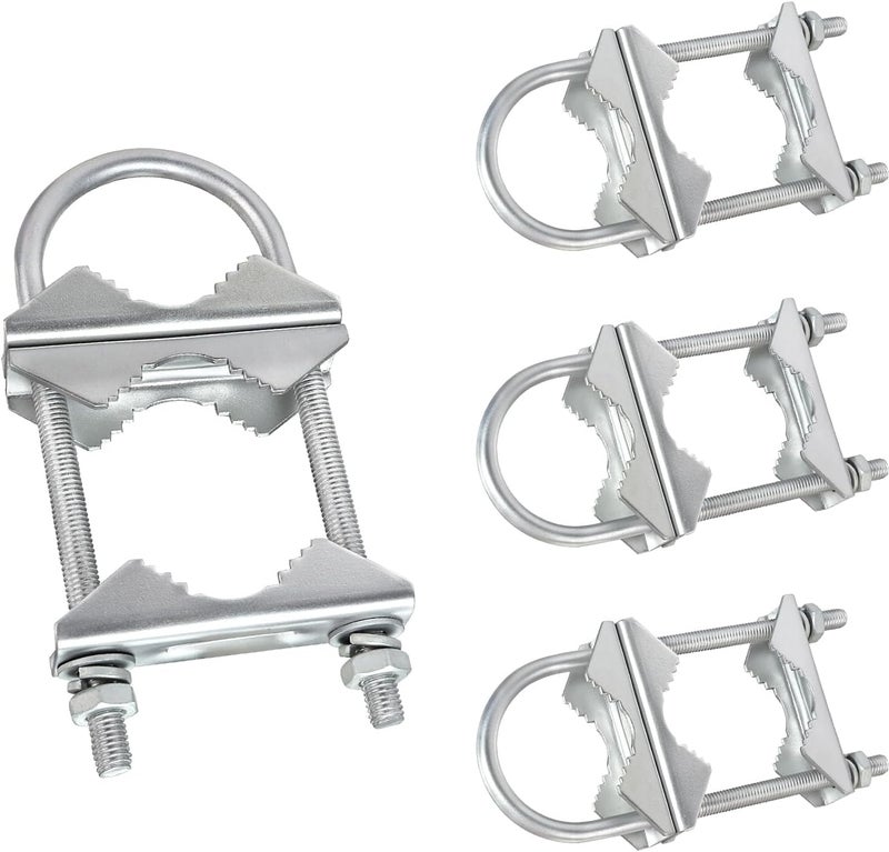 XRDS -RF Double Antenna Mast Clamp V-Jaw Bracket U Bolts Pipe Mounting Hardware Heavy Duty Kit for Outdoor Antenna (4 Sets) - Image 1