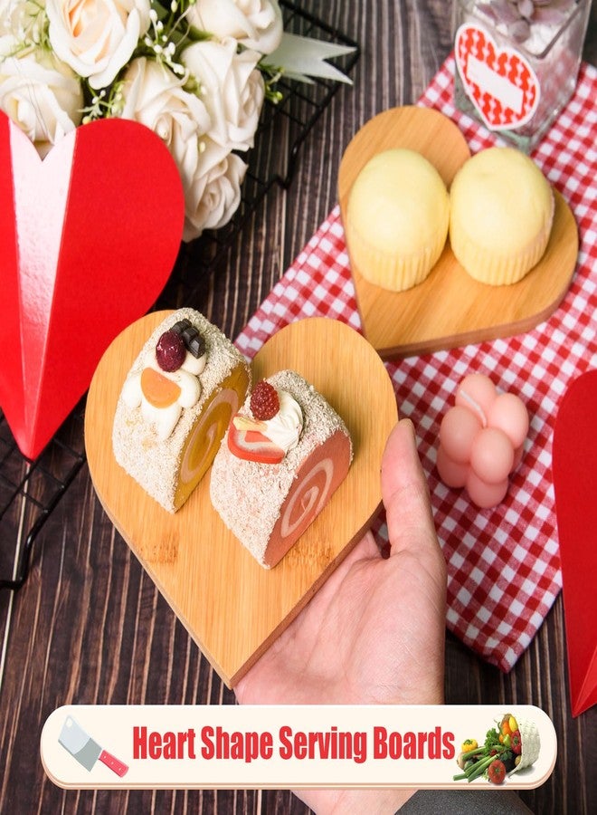 MixTeach 6Pcs Heart Bamboo Cutting Board Heart Shaped Charcuterie Board Wooden Valentine's Day Heart Serving Platter Fruit Salad Cookie Cheese Dish Plate for Wedding Anniversary Engagement Party Decor - Image 4