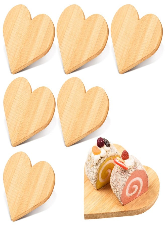 MixTeach 6Pcs Heart Bamboo Cutting Board Heart Shaped Charcuterie Board Wooden Valentine's Day Heart Serving Platter Fruit Salad Cookie Cheese Dish Plate for Wedding Anniversary Engagement Party Decor - Image 1
