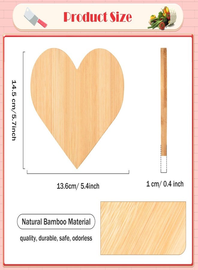 MixTeach 6Pcs Heart Bamboo Cutting Board Heart Shaped Charcuterie Board Wooden Valentine's Day Heart Serving Platter Fruit Salad Cookie Cheese Dish Plate for Wedding Anniversary Engagement Party Decor - Image 2
