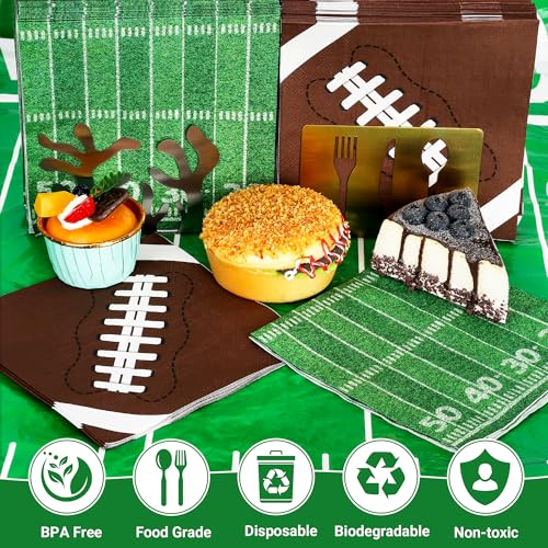 QZYL 50 PCS Football Party Supplies, 6.5 Inches Football Napkins with 2 Styles, Disposable Paper Napkins Theme Napkins for Game Day Touchdown Birthday Party Decorations - Image 5