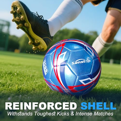 Senston Size 4 Football – Durable PU Leather Soccer Ball for Adults, Youth & Kids | Training & Match Play | Includes Air Pump - Image 5