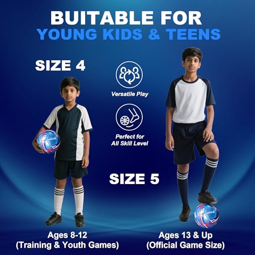 Senston Size 4 Football – Durable PU Leather Soccer Ball for Adults, Youth & Kids | Training & Match Play | Includes Air Pump - Image 3