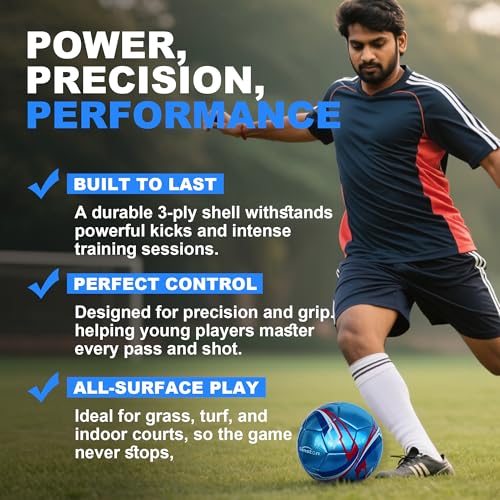 Senston Size 4 Football – Durable PU Leather Soccer Ball for Adults, Youth & Kids | Training & Match Play | Includes Air Pump - Image 4