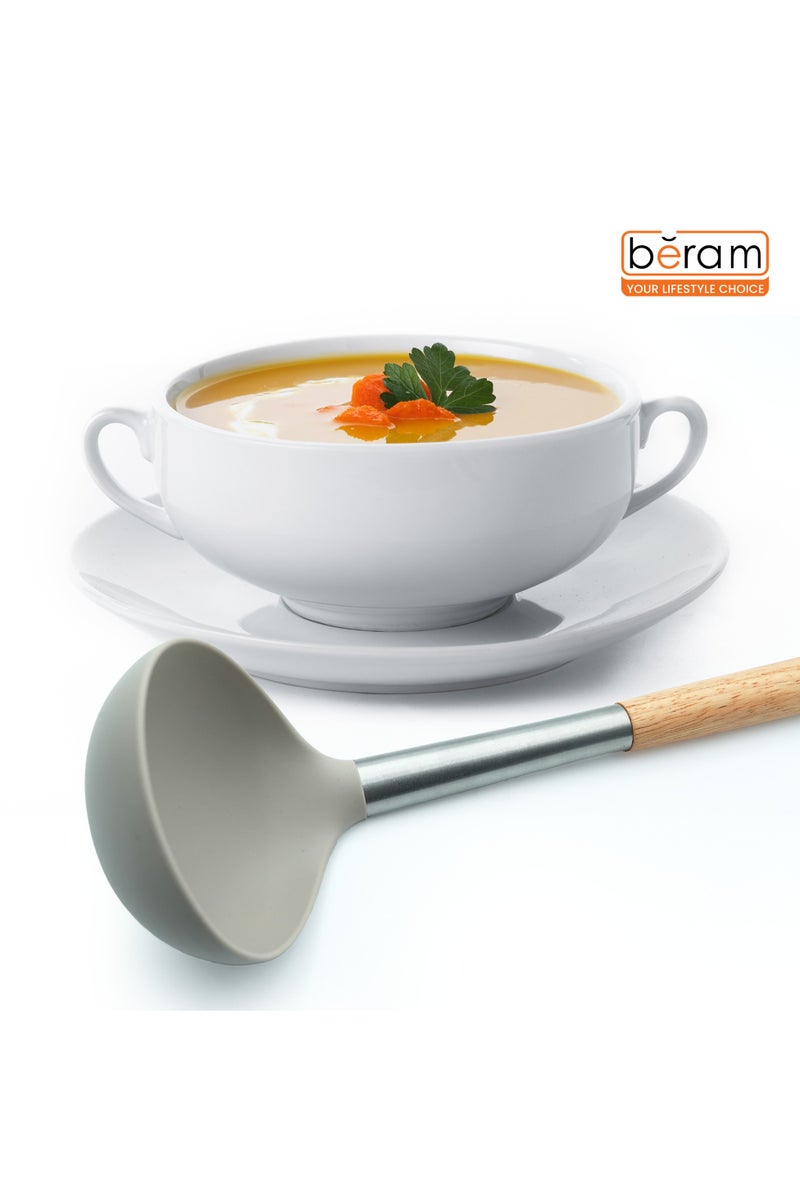Beram  Silicone Kitchen Utensil Set  Heat-Resistant Cooking Tools with Stainless Steel & Wooden Handles  BPA-Free, Non-Stick Safe for cooking baking & more.(BEIJE) (Single Soup Ladle) - Image 5