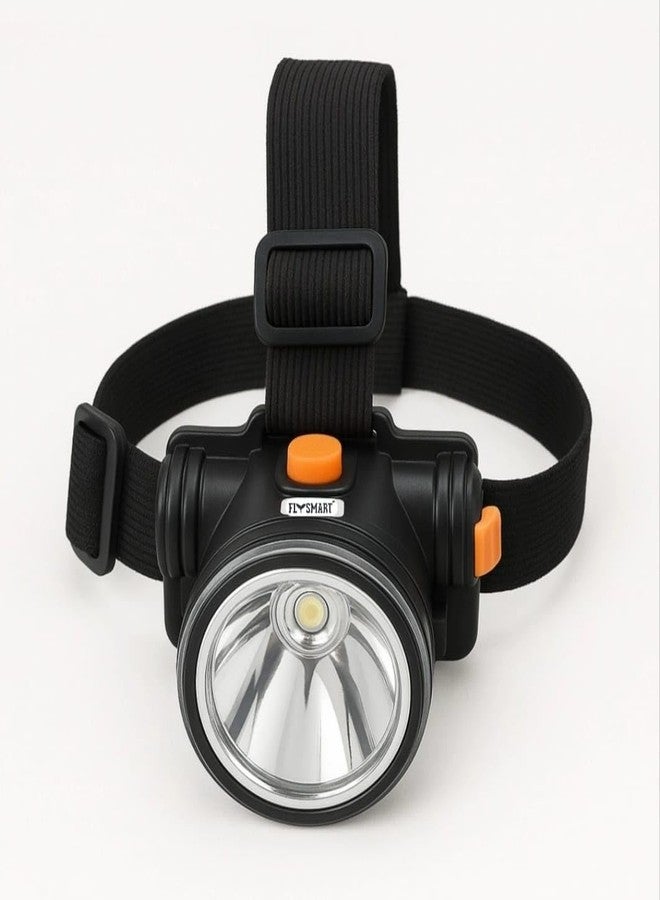 Flysmart 100W Rechargeable LED Head Torch Headlight with 1km Long Range Powerful Beam, 8 Hours Continuous Light, Two Light Modes, Adjustable Strap for Camping Hiking Trekking Running Cycling Outdoor - Image 1