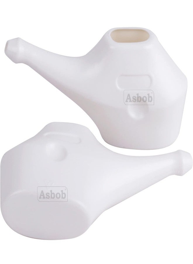 Asbob Durable Unbreakable Plastic Jal Neti Pot for Sinus Congestion - White (Pack of 2) - Image 1