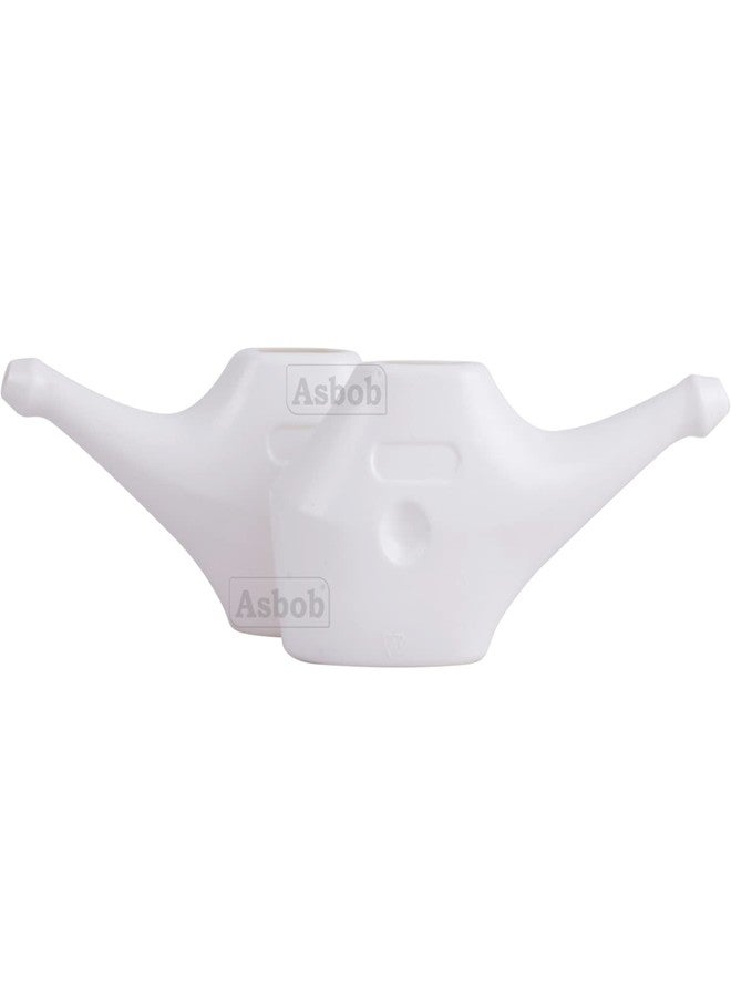 Asbob Durable Unbreakable Plastic Jal Neti Pot for Sinus Congestion - White (Pack of 2) - Image 3