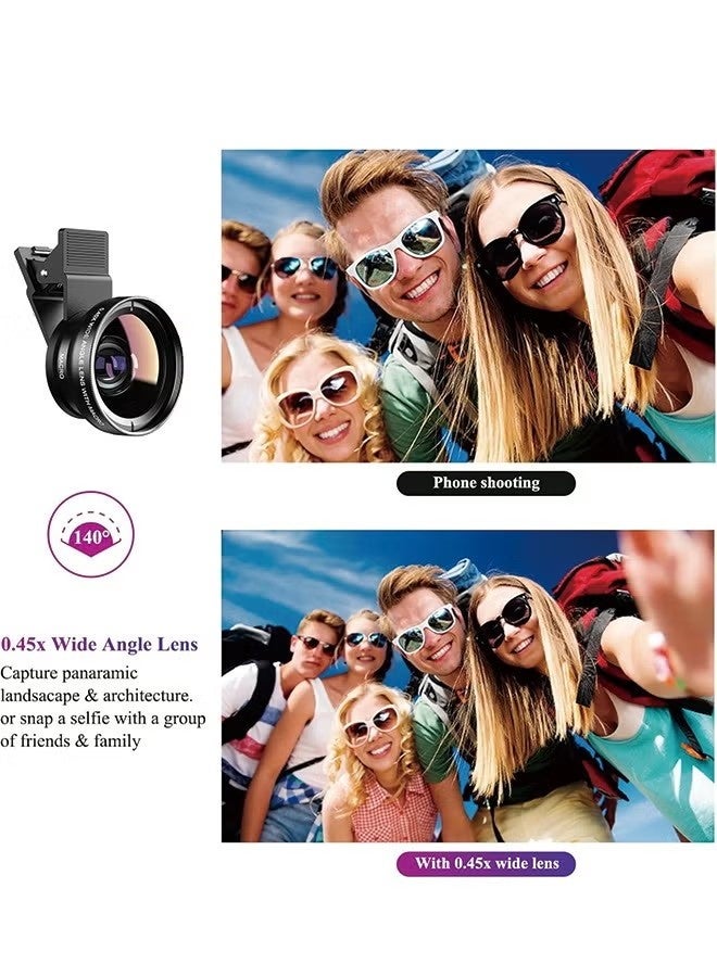 Apexel Phone Camera Lens, 2 in 1 Cell Phone Clip-on Lens Kit 0.45X Wide Angle Lens 140°+ 12.5X Macro Lens Clip-on iPhone Lens for iPhone Samsung and Most of Android Smartphone - Image 3