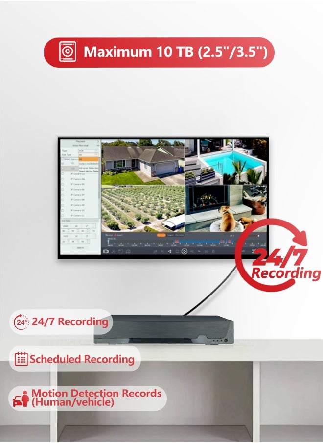 EXPGlobal 4 channel IP video recorder with POE/4K POE NVR H.265/ONVIF, PoE power, software motion sensor, remote access  - Image 5